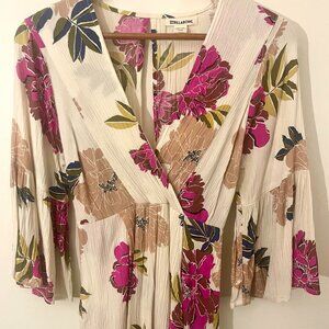 Billabong Pink Divine Floral Mini Dress, Small